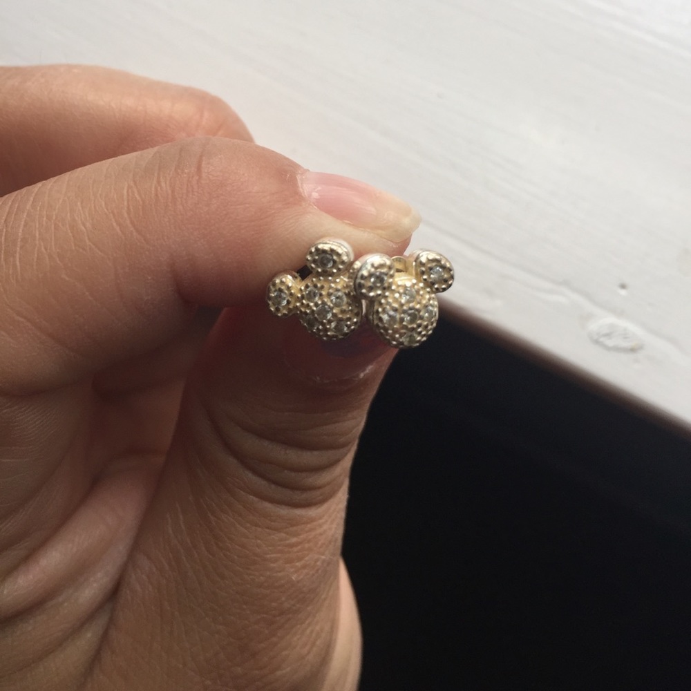 Mickey Mouse swavrovski and silver earrings
