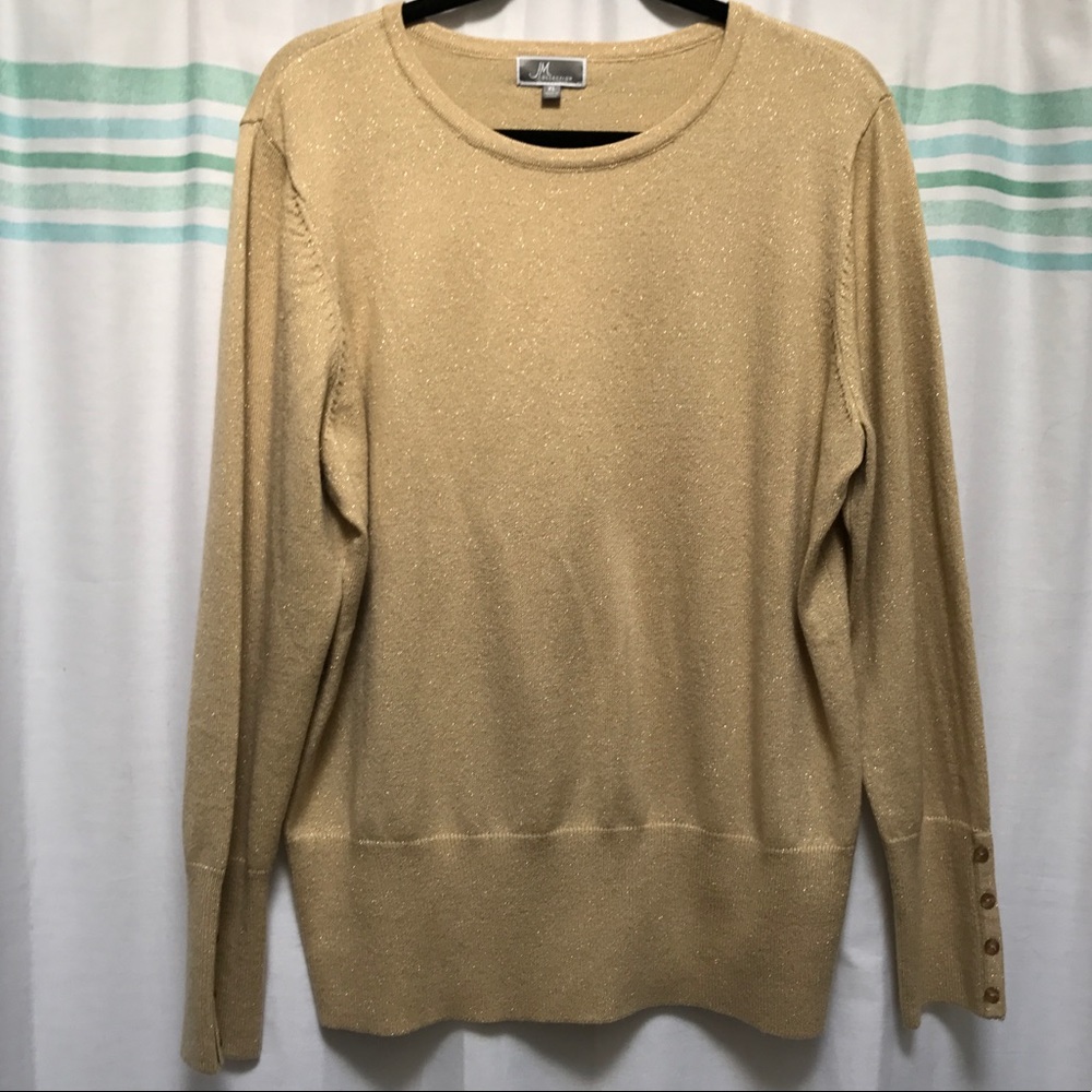 Glistening Gold Sweater with Sleeve Buttons - XL