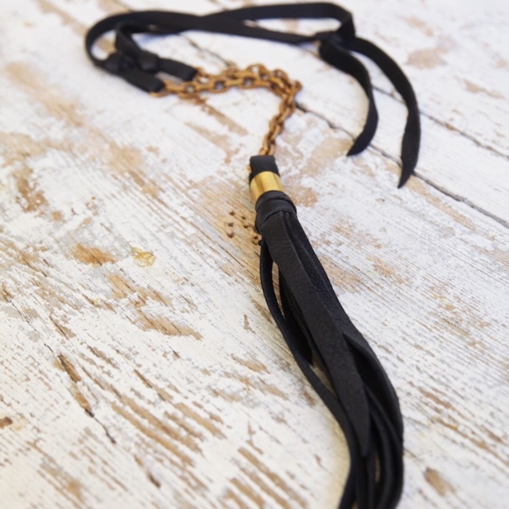 Voyager "Emperor" Black Leather Tassel Necklace