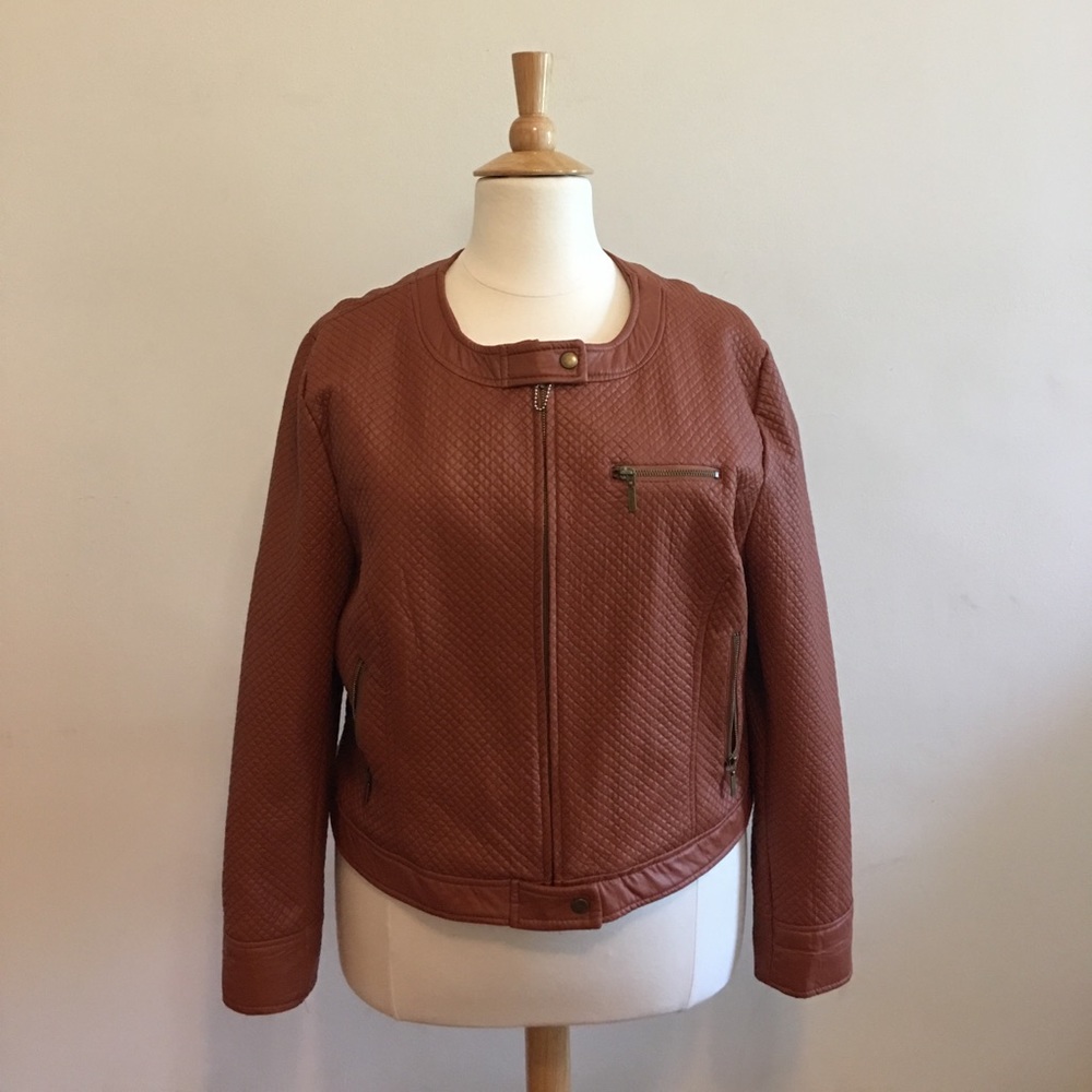 Faux Leather Brown Motto Jacket
