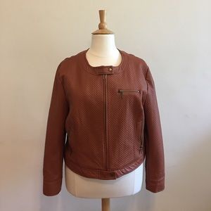 Faux Leather Brown Motto Jacket