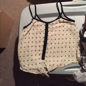 Cream-colored sheer cross pattern tank top