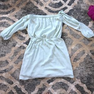 Tobi Off-Shoulder Light Blue Dress