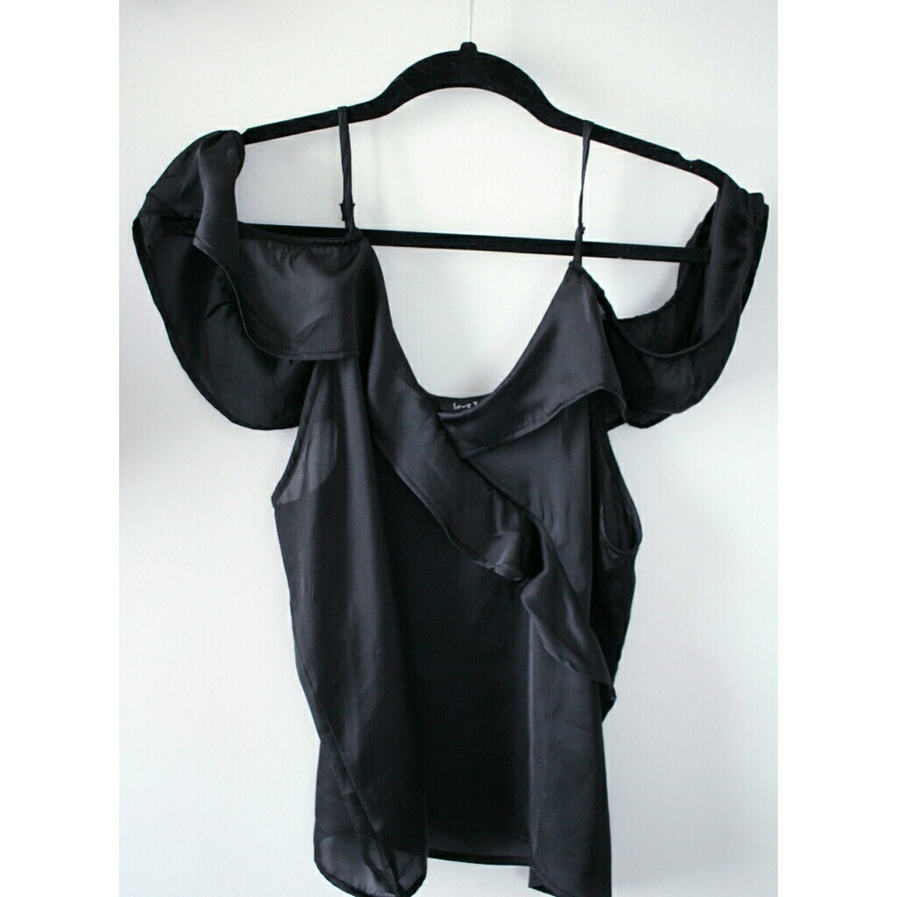 Black off the shoulder silk top