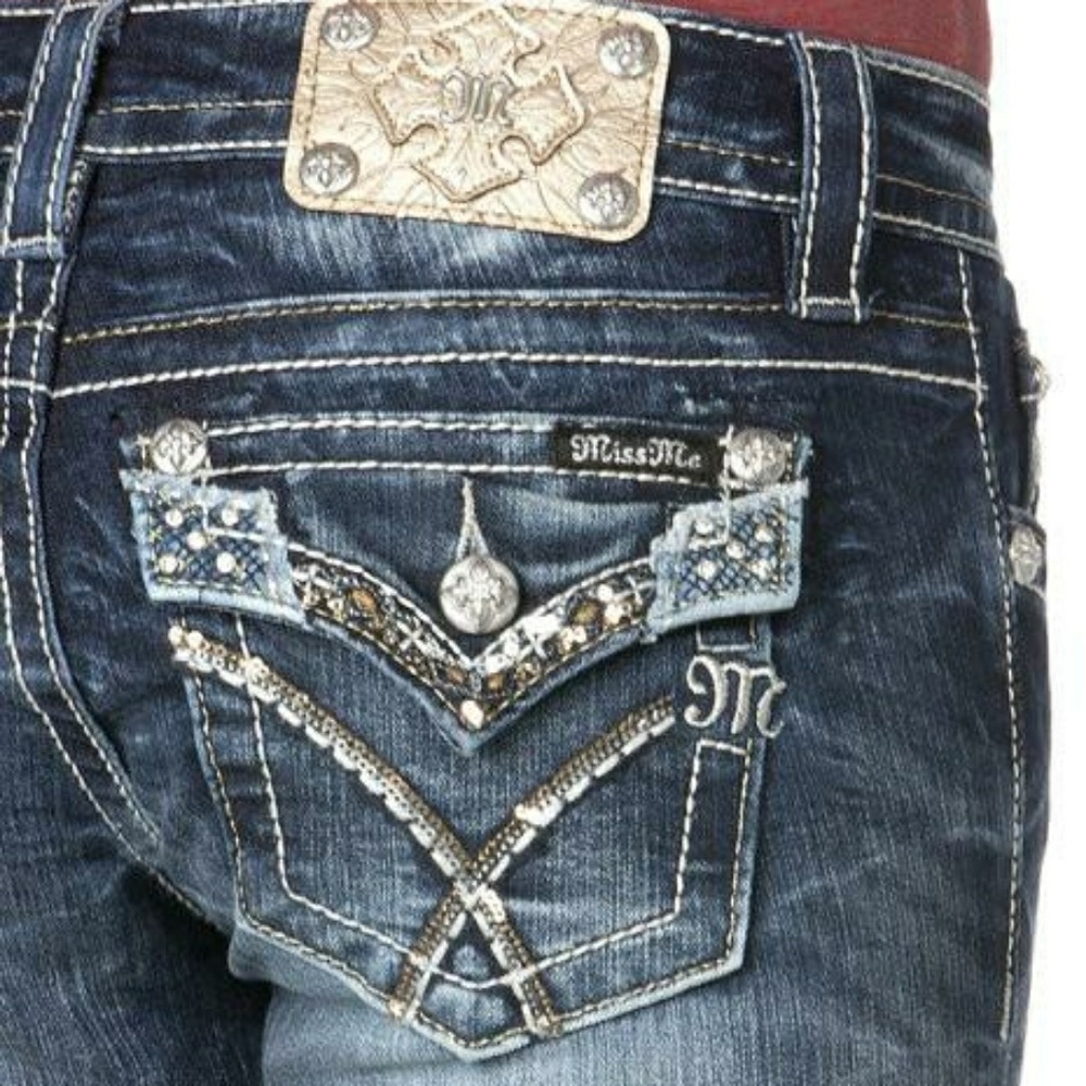 Miss Me Jeans sequin pocket boot cut 28-34 NEW - Picture 1 of 6