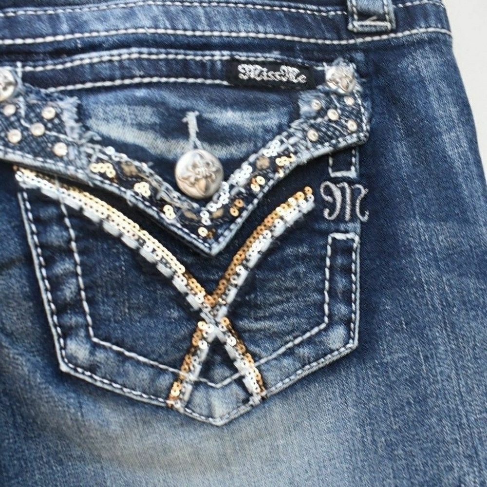 Miss Me Jeans sequin pocket boot cut 28-34 NEW - Picture 3 of 6
