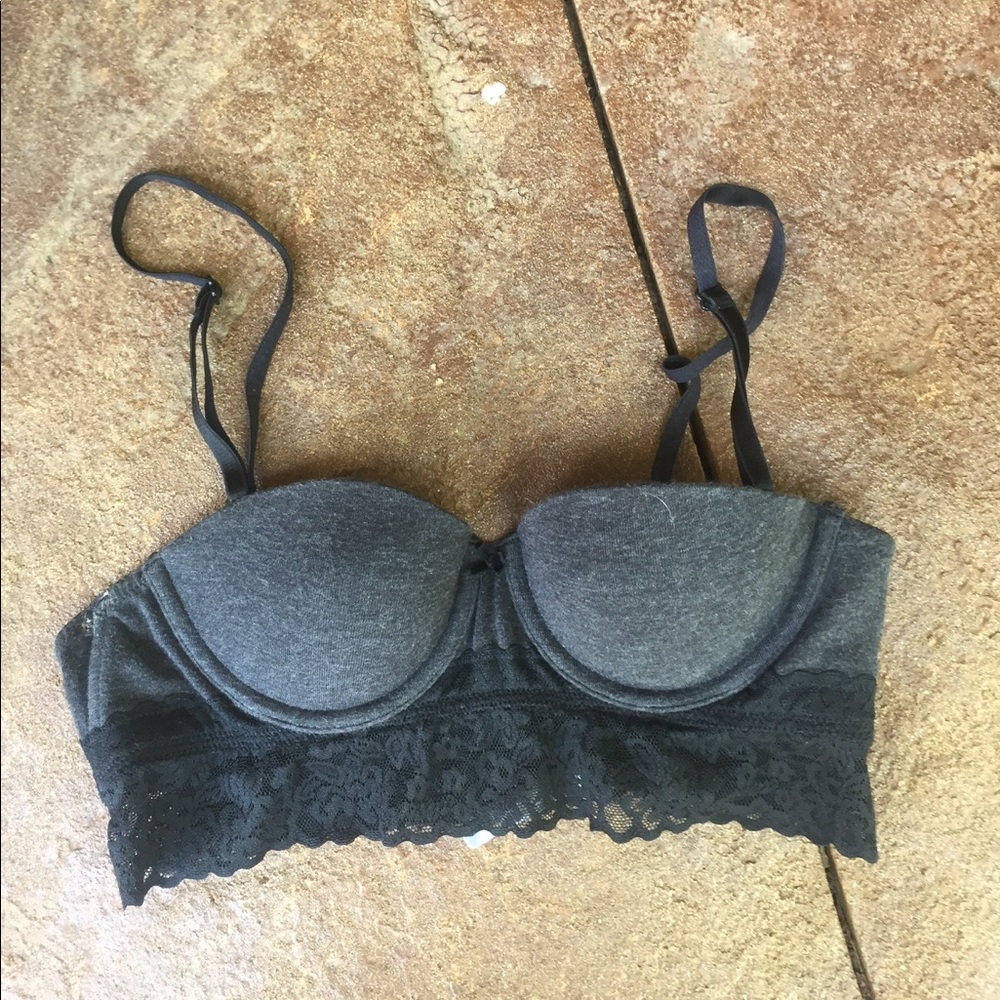 AERIE strapless grey/black bra 32A with lace