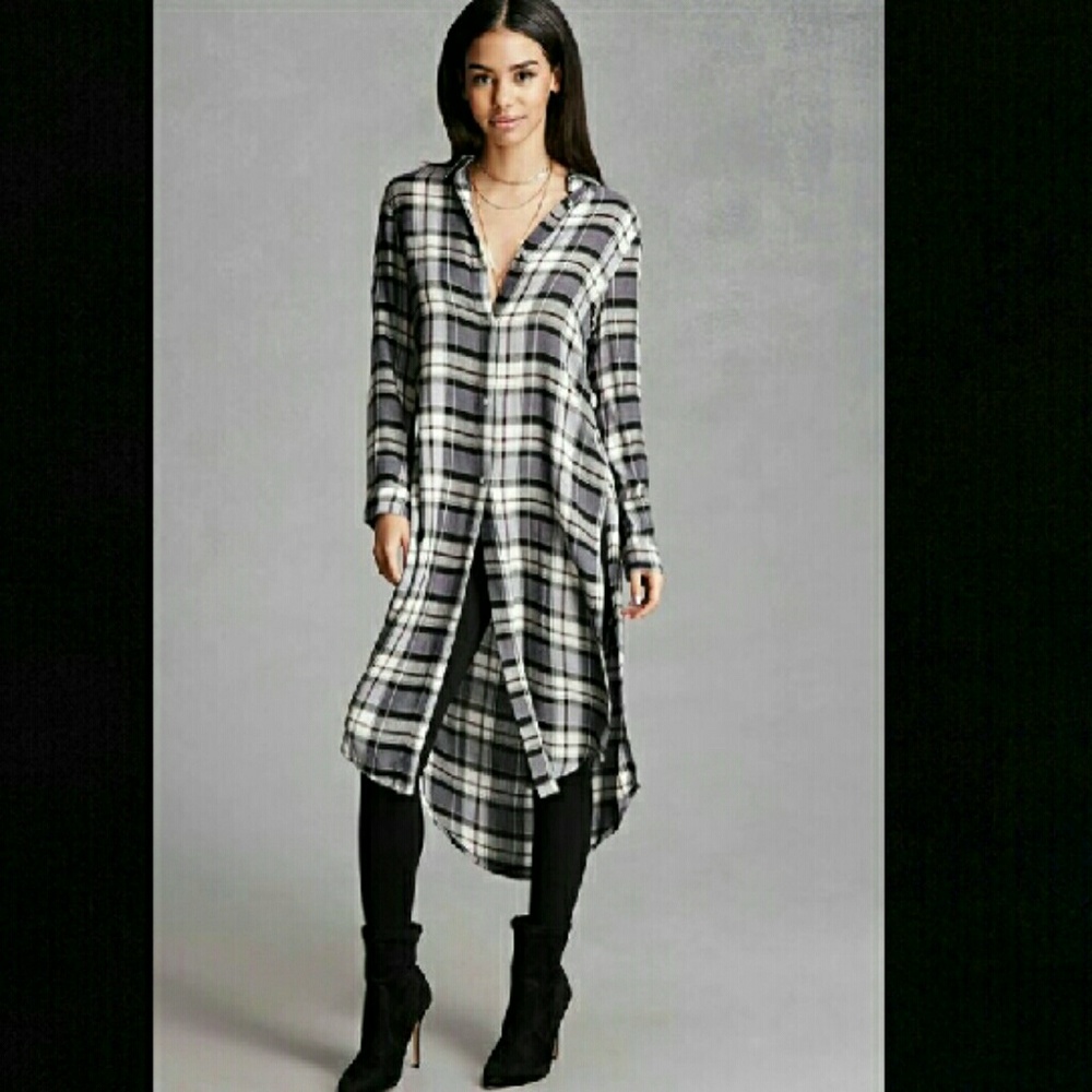 Forever 21 plaid button front tunic/dress