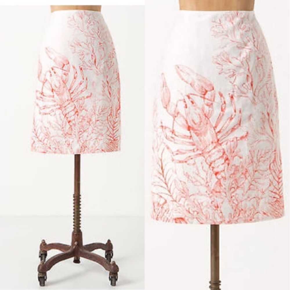Anthropologie North Coast Lobster Print Skirt