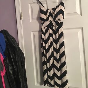 Black and white striped dress