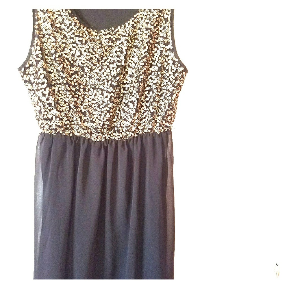 Chiffon black&gold sequin short dress.