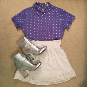 Forever 21 Periwinkle Polka Dot Collared Shirt