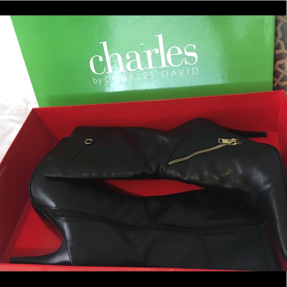 Charles David sexy black leather boots