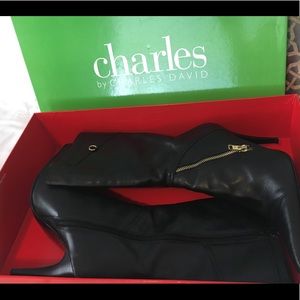 Charles David sexy black leather boots