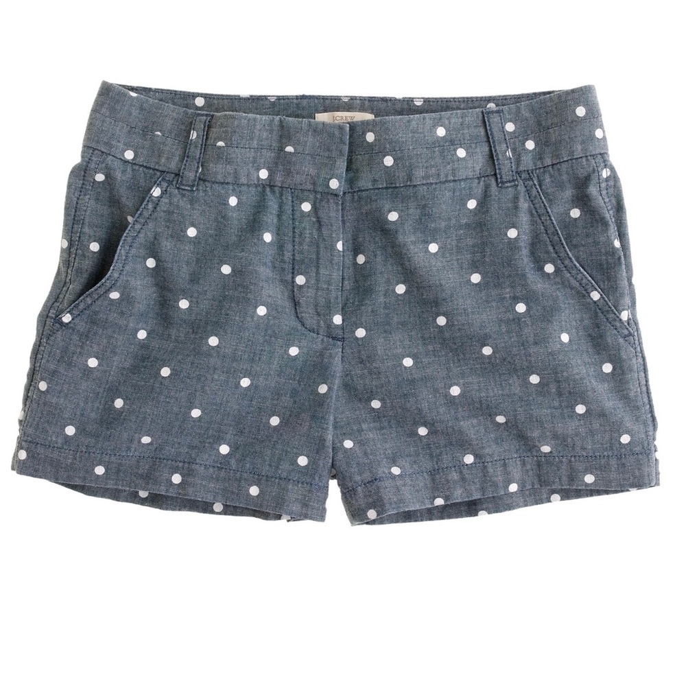[J.Crew] NWT White Polka Dot Chambray Chino Shorts