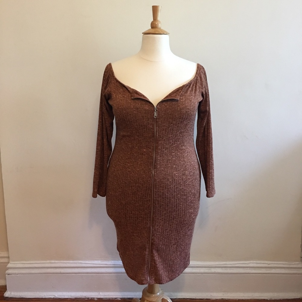 Off the Shoulder Zip Dress -NWOT