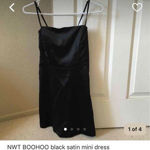 NWT BOOHOO black satin mini dress