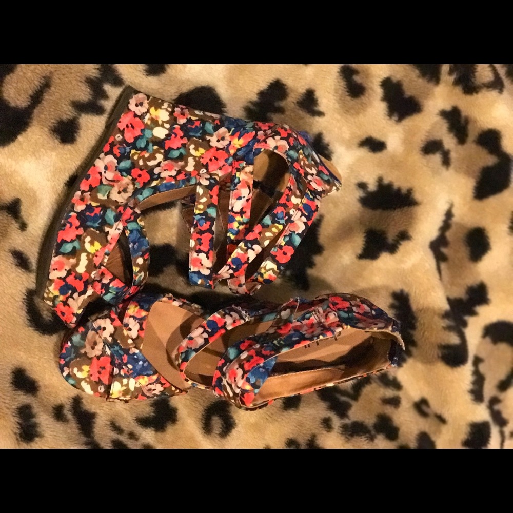 Floral Strap Wedges Charlotte Russe