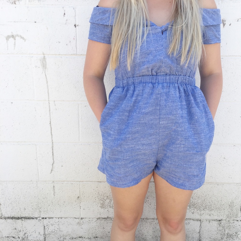 Cold Shoulder Chambray Romper