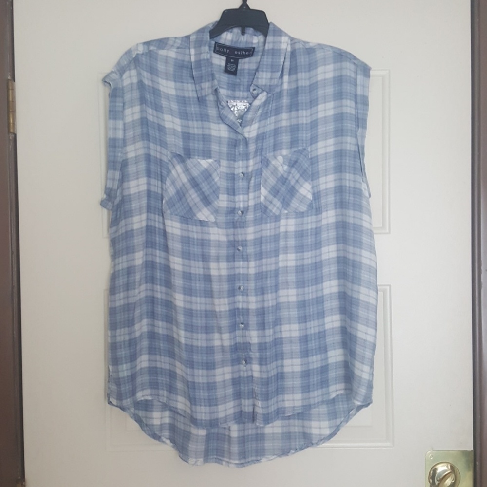 Blue Plaid Button-up