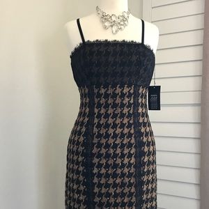 Etcetera houndstooth "star struck" strappy dress