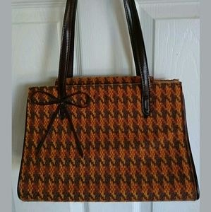 Orange and Brown Houndstooth Country Purse