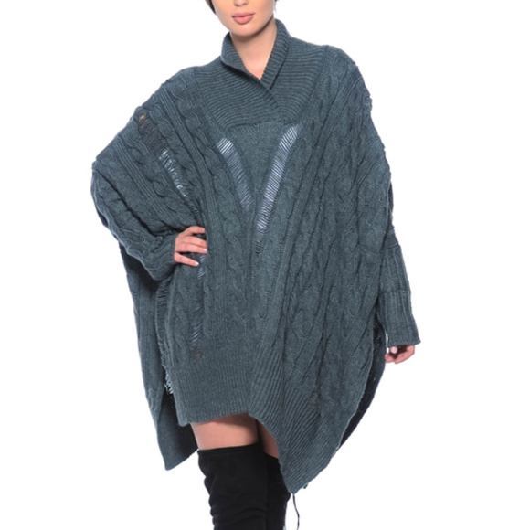 💋LAST 1💋COMFY OVERSIZED SWEATER PONCHO - Picture 2 of 4