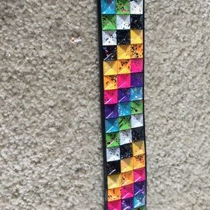 Rainbow splatter hot topic studded belt.