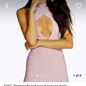 NWT boohoo bandage pink dress