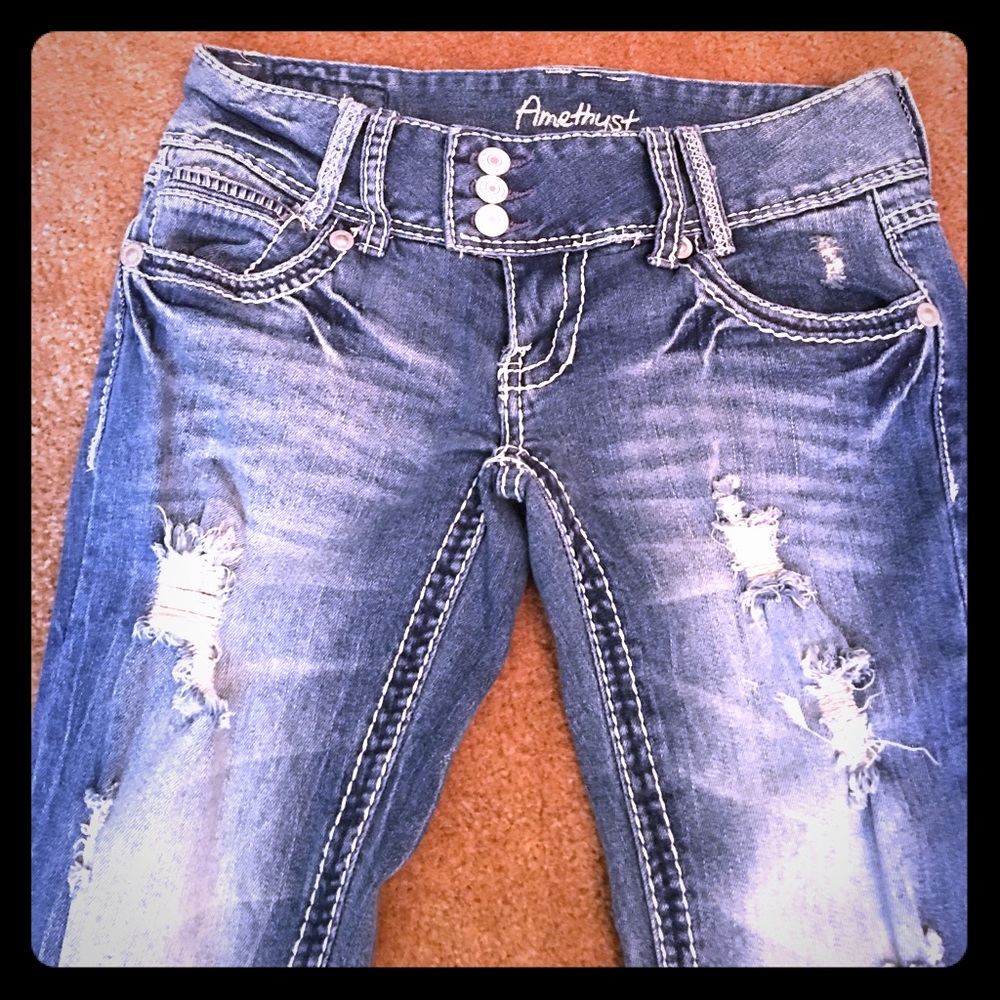 Frayed blue jeans