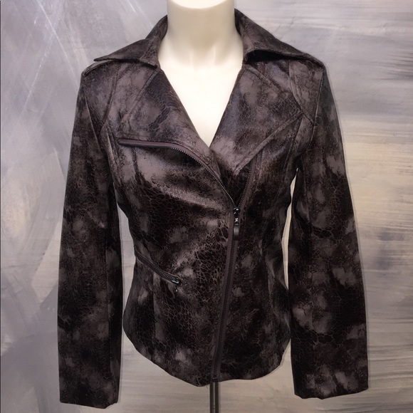 Brown Suede Jacket with Snake Skin Design - Picture 1 of 3