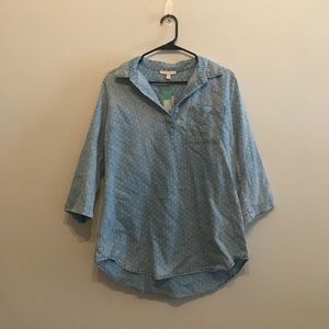 Stitchfix Skies Are Blue Chambray Polka Dot Shirt