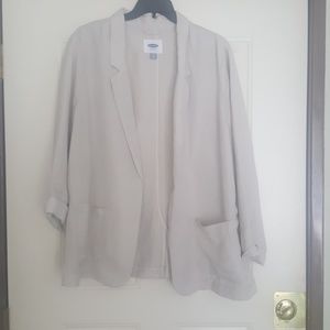 Loose-fit, cuffed linen blazer