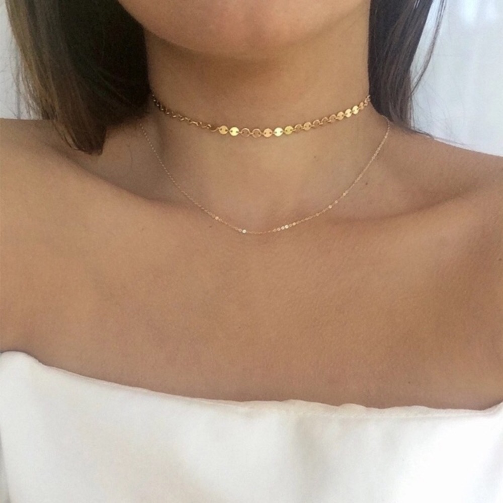gold choker necklace double