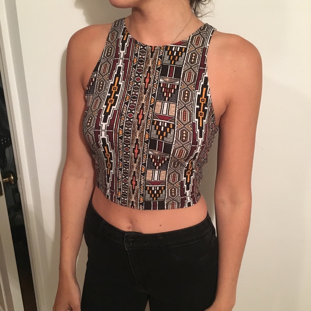 Aztec print crop top