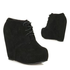 Black wedge booties