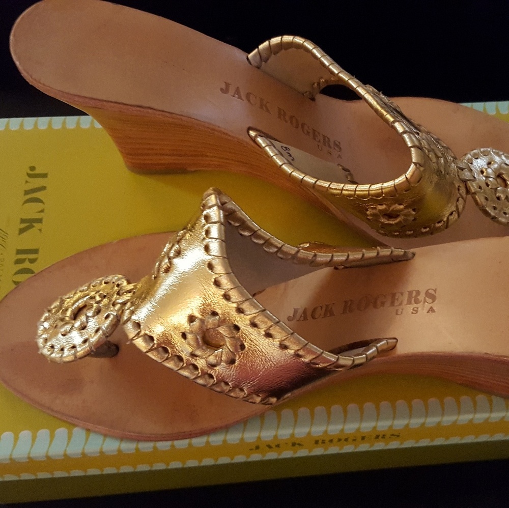 Jack Rogers Gold Navajo Hamptons Wedge
