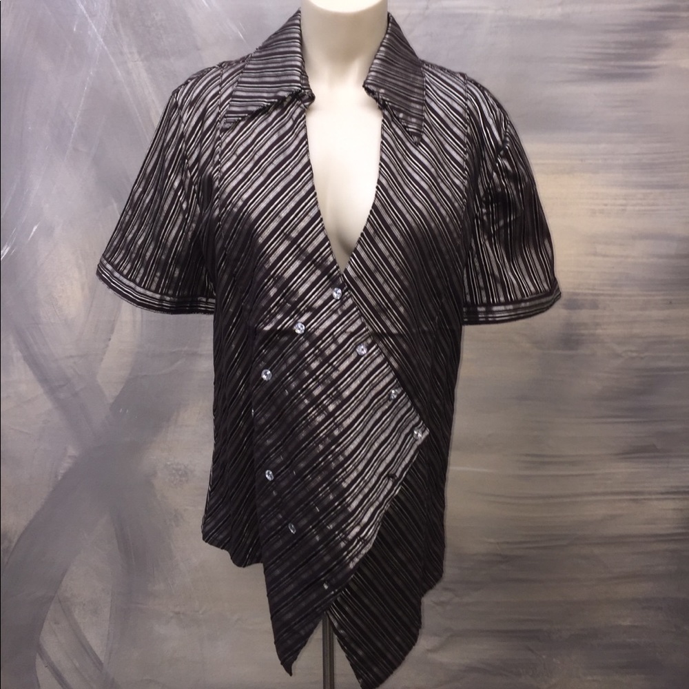 Brown and Gold Textured Short Sleeved Top
