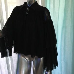 Black sheer poet shirt