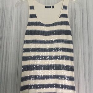Cream & Black Sequins Tank