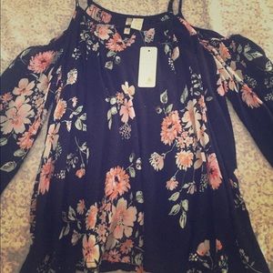 Floral Cold Shoulder Top