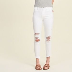 Hollister Super Skinny High Rise Crop White Jeans