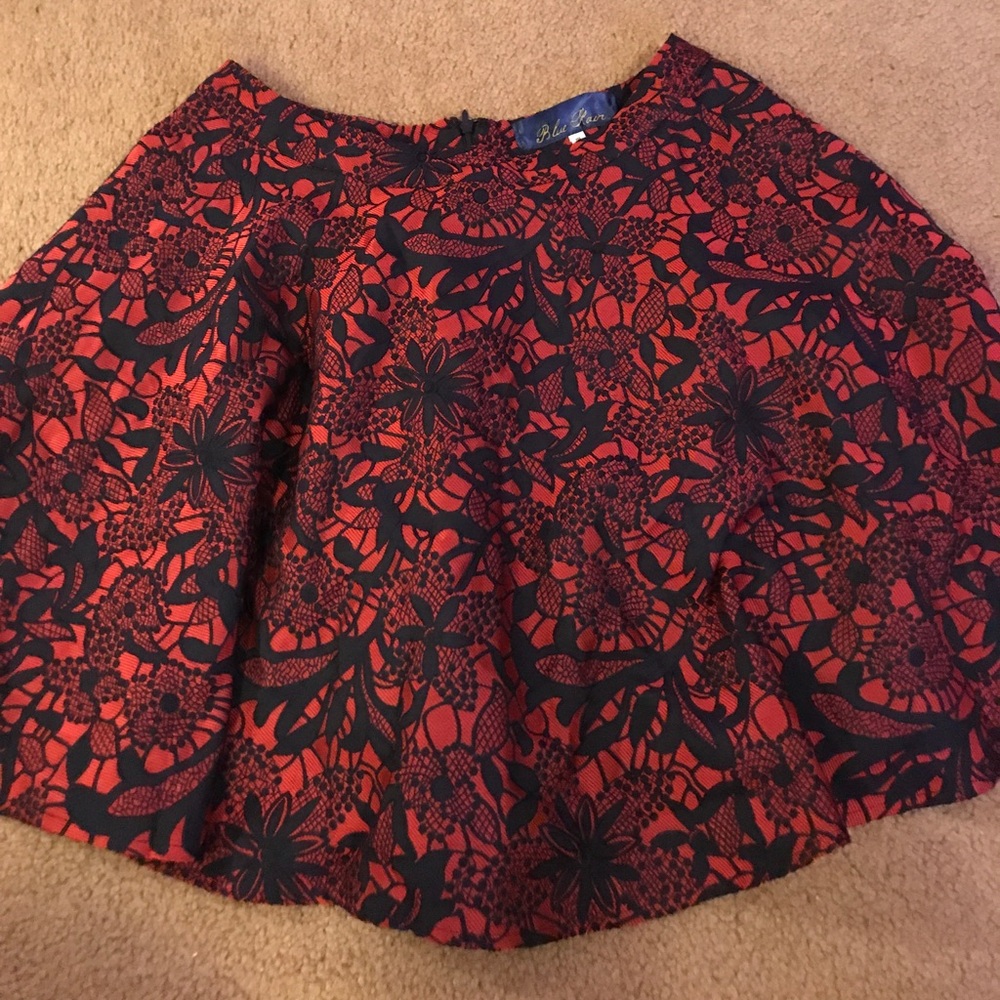 Perfect Condition Skater Skirt Red Floral