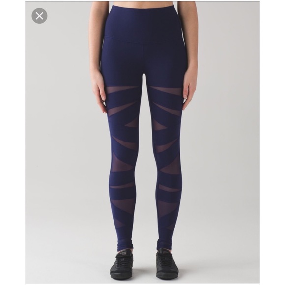 Lululemon Navy Blue Mesh Yoga Pant - Picture 1 of 4