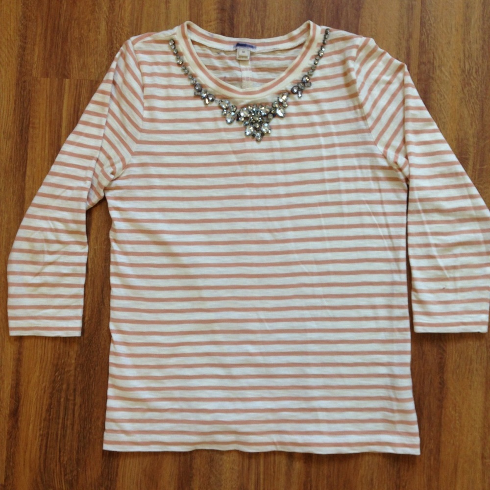 J. Crew Striped Necklace Tee