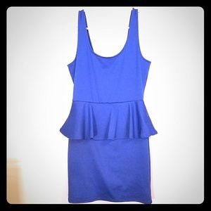 Royal blue fitted peplum dress