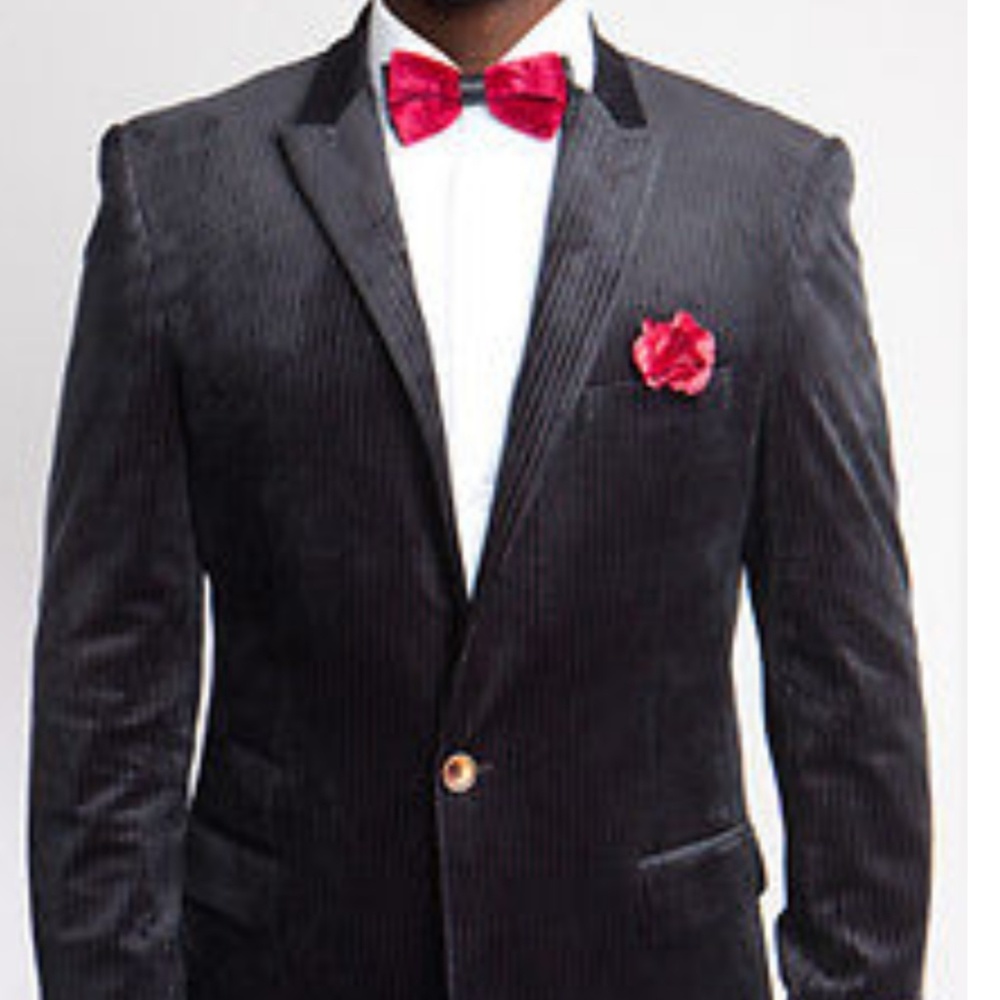 Velvet Black Blazer Fashionable slim fitted