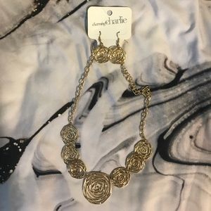 Gold Necklace and Earring Set