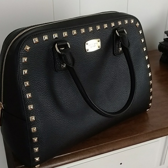Authentic Michael Kors Black Studded Satchel - Picture 1 of 5