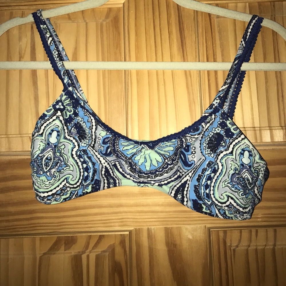 Blue Paisley Aerie Scoop Swim Top